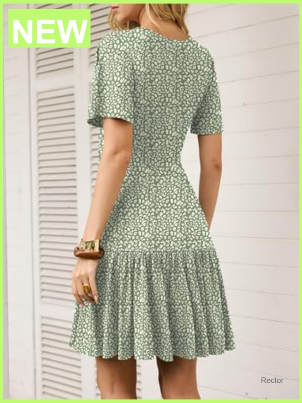 Slim Fit Wrap V-Neck Floral A-Line Mini Dress Short Sleeve Summer - Picture 4 of 7